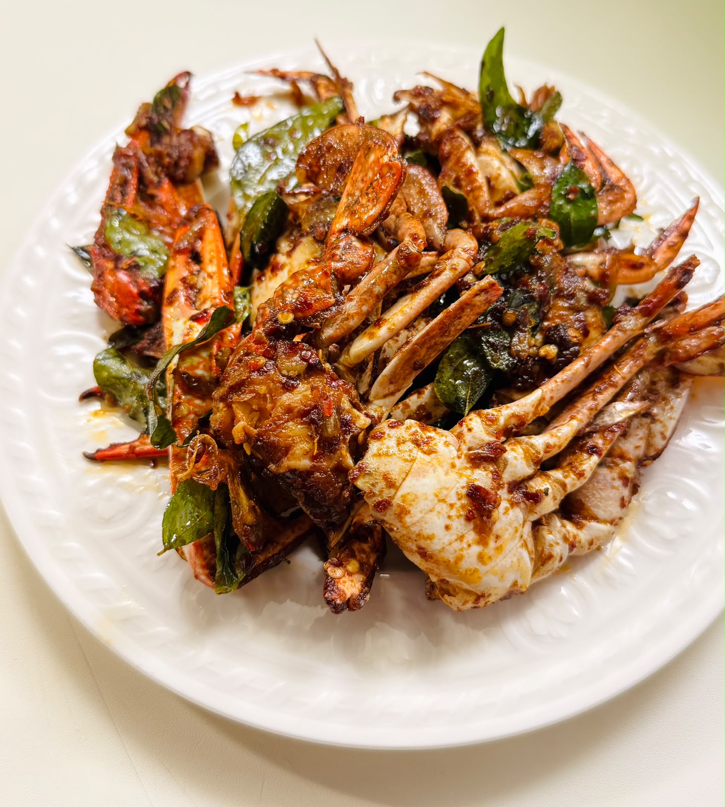 Supplied Chamo's Kitchen crab curry photograph.